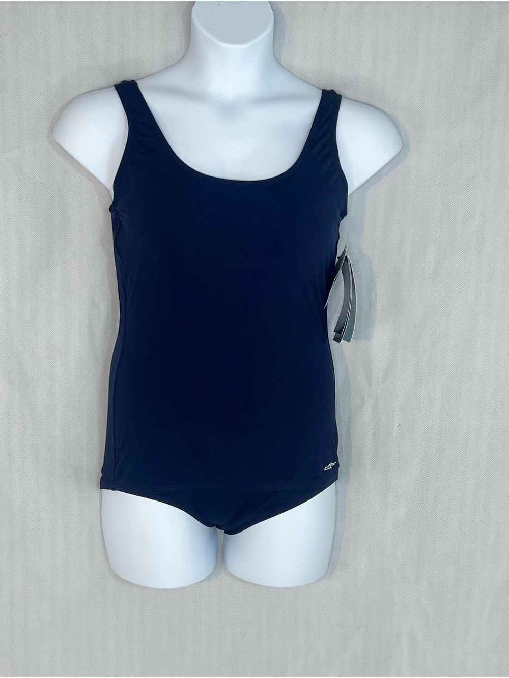 Dolphin Aquashape Swimsuit One Piece Navy Modest Back & Legs Shelf Bra 12 👍